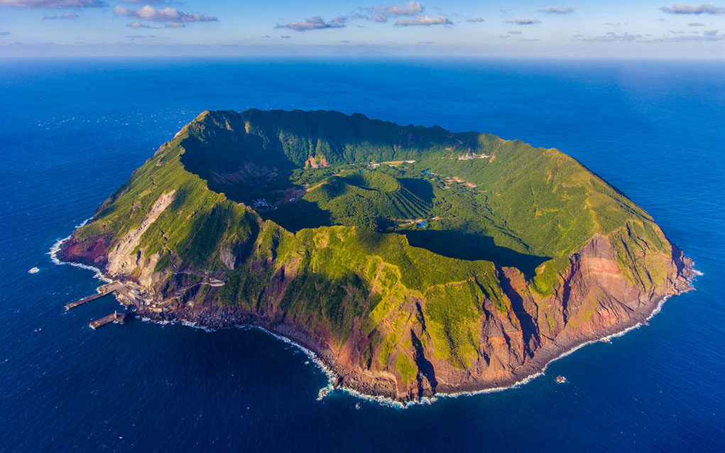 Aerial view of Aogashima