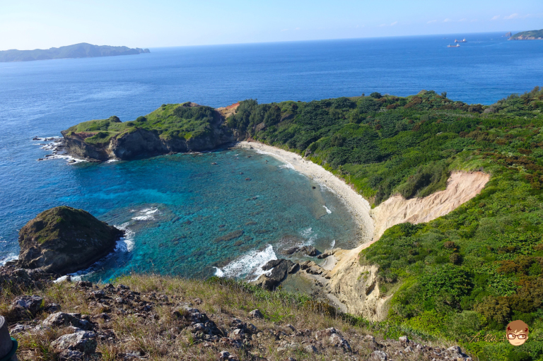 At the mountaintop, you can also see a secluded beach.