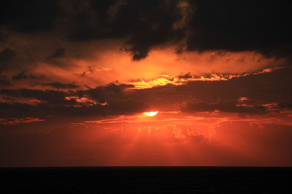 The sunset as seen from the Ogasawara-maru Ferry.