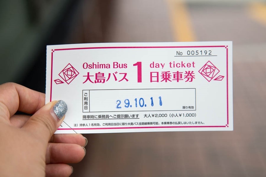 A one-day bus ticket is all you need for the Oshima trip