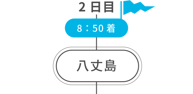 2日目 8:50着 八丈島