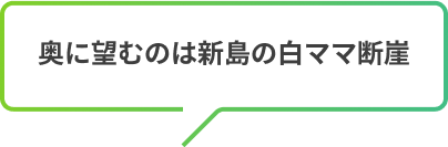 奥に望むのは新島の白ママ断崖