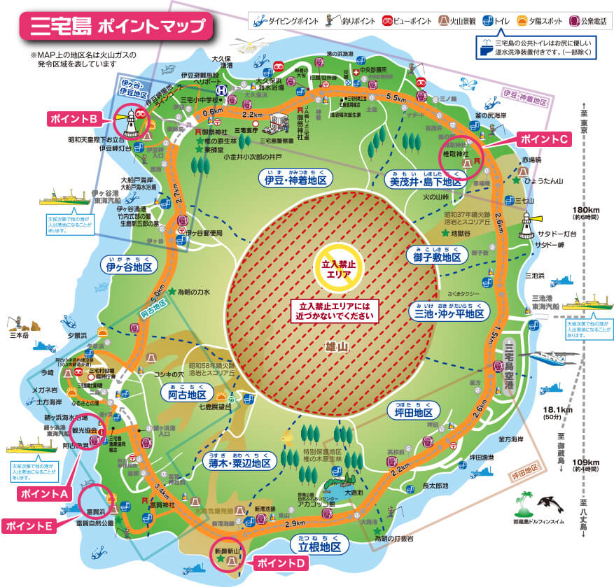 三宅島ポイントマップ